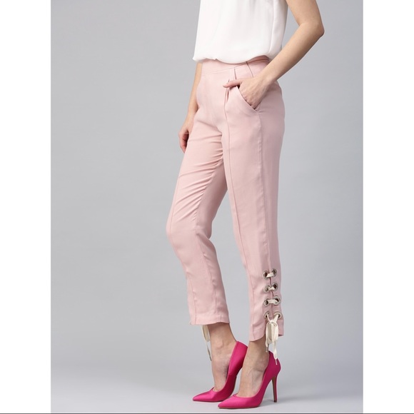 Pants - Regular Fit Baby Pink Solid Trousers! Size: Medium